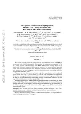 Arxiv:1105.6126V1 [Astro-Ph.SR] 30 May 2011