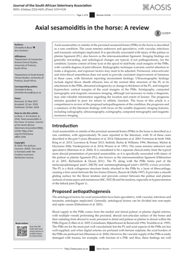 Axial Sesamoiditis in the Horse: a Review