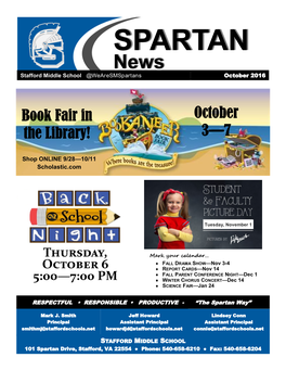 SPARTAN News Stafford Middle School @Wearesmspartans October 2016