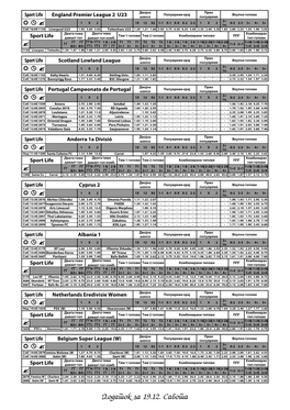 Dodatok Za 19.12. Sabota Двојна Прво Полувреме-Крај Вкупно Голови Sport Life Spain Segunda Div