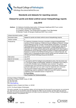 Dataset for Penile and Distal Urethral Cancer Histopathology Reports