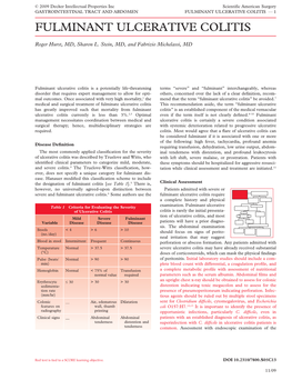 Fulminant Ulcerative Colitis — 1 Fulminant Ulcerative Colitis