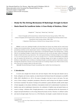 Study on the Driving Mechanism of Hydrologic Drought in Karst Basin