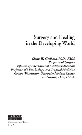 Surgery and Healing in the Developing World