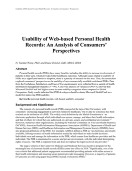 Usability of Web-Based Personal Health Records: an Analysis of Consumers’ Perspectives