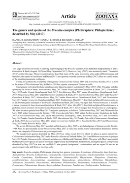 The Genera and Species of the Brueelia-Complex (Phthiraptera: Philopteridae) Described by Mey (2017)