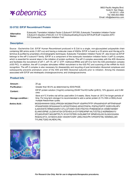 32-3732: EIF3F Recombinant Protein Description Product Info