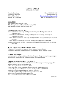 Curriculum Vitae Emily H