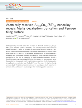 55 Nanoalloy Reveals Marks Decahedron Truncation and Penrose Tiling Surface