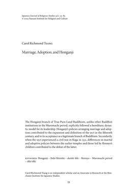 Marriage, Adoption, and Honganji