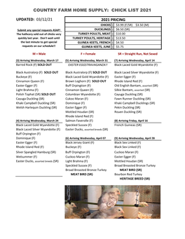 Chick Schedule HANDOUT 2021