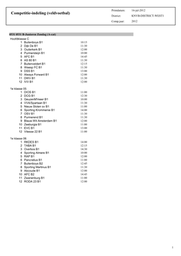 Competitie-Indeling (Veldvoetbal) District: KNVB-DISTRICT-WEST1 Comp.Jaar: 2012