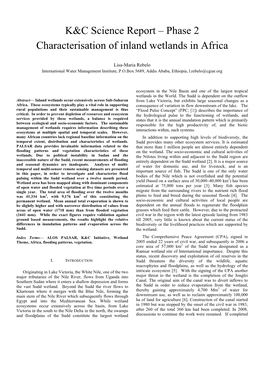 K&C Science Report – Phase 2 Characterisation of Inland Wetlands