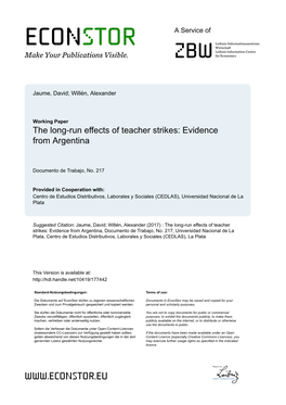 The Long-Run Effects of Teacher Strikes: Evidence from Argentina