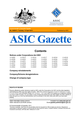 ASIC Gazette