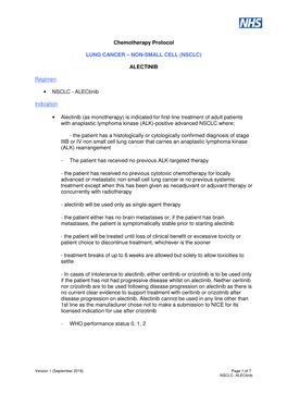 Chemotherapy Protocol LUNG CANCER – NON-SMALL CELL