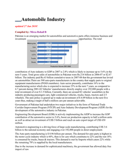 Automobile Industry Updated 27 Jan 2010!