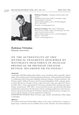 Žydrūnas Vičinskas on the AUTHENTICITY of TWO