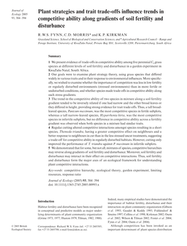 Plant Strategies and Trait Trade-Offs Influence Trends in Competitive