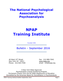 NPAP Training Institute