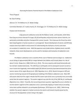 1 Assessing the Seismic Potential Hazard of the Makran Subduction