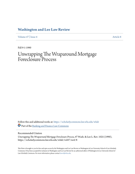 Unwrapping the Wraparound Mortgage Foreclosure Process, 47 Wash
