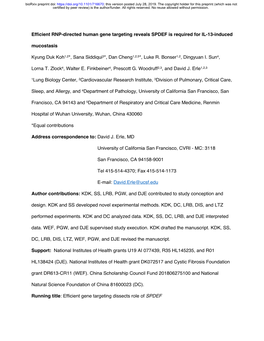 Efficient RNP-Directed Human Gene Targeting Reveals SPDEF Is Required for IL-13-Induced Mucostasis