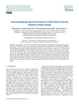 Last Interglacial Sea-Level Proxies in East Africa and the Western Indian Ocean
