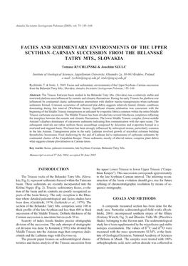 Facies and Sedimentary Environments of the Upper Scythian–Carnian