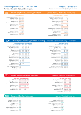 Surrey Village Minibuses 503 / 520 / 523 / 538 Valid from 5 September 2016 Your Handy Link to the Shops...And Home Again