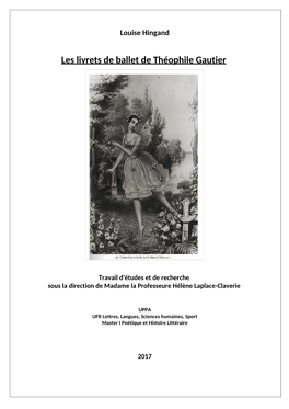 Les Livrets De Ballet De Théophile Gautier