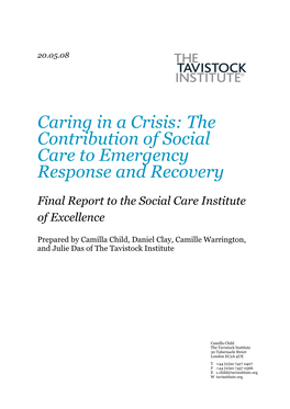 Contribution of Social Care to Emergency Response and Recovery