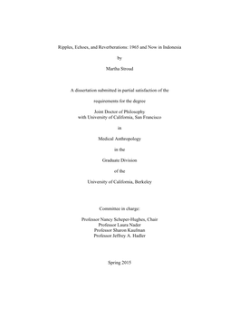 1965 and Now in Indonesia by Martha Stroud a Dissertation Submitted In