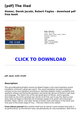 A7279a3 [Pdf] the Iliad Homer, Derek Jacobi, Robert Fagles