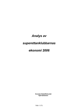 Analys Av Allsvenskans Ekonomi 1997