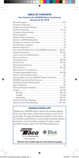 2018 ASHRAE Winter Conference Technical Program