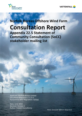 Consultation Report Appendix 22.5 Statement of Community Consultation (Socc) Stakeholder Mailing List