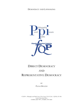 Direct Democracy and Representative Democracy