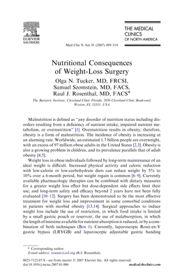 Nutritional Consequences of Weight-Loss Surgery Olga N