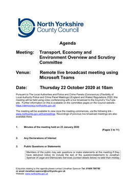 Agenda Meeting: Transport, Economy
