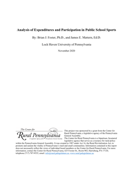 Analysis of Expenditures and Participation in Public School Sports