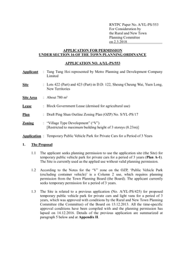 RNTPC Paper No. A/YL-PS/553 for Consideration by the Rural and New Town Planning Committee on 2.3.2018