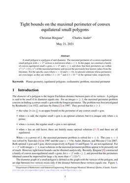 Tight Bounds on the Maximal Perimeter of Convex Equilateral Small Polygons