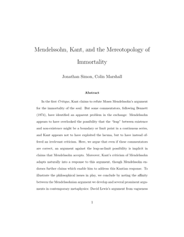 Mendelssohn, Kant, and the Mereotopology of Immortality