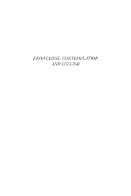 Knowledge, Contemplation and Lullism Instrvmenta Patristica Et Mediaevalia