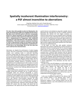 Spatially Incoherent Illumination Interferometry: a PSF Almost Insensitive to Aberrations