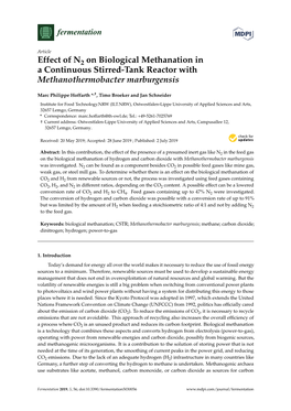 Effect of N on Biological Methanation in a Continuous Stirred-Tank