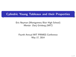 Cylindric Young Tableaux and Their Properties