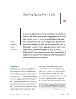Running Quake II on a Grid