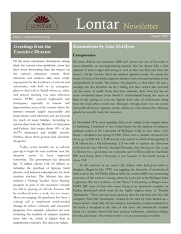 Lontar Newsletter Email: Contact@Lontar.Org August 2020